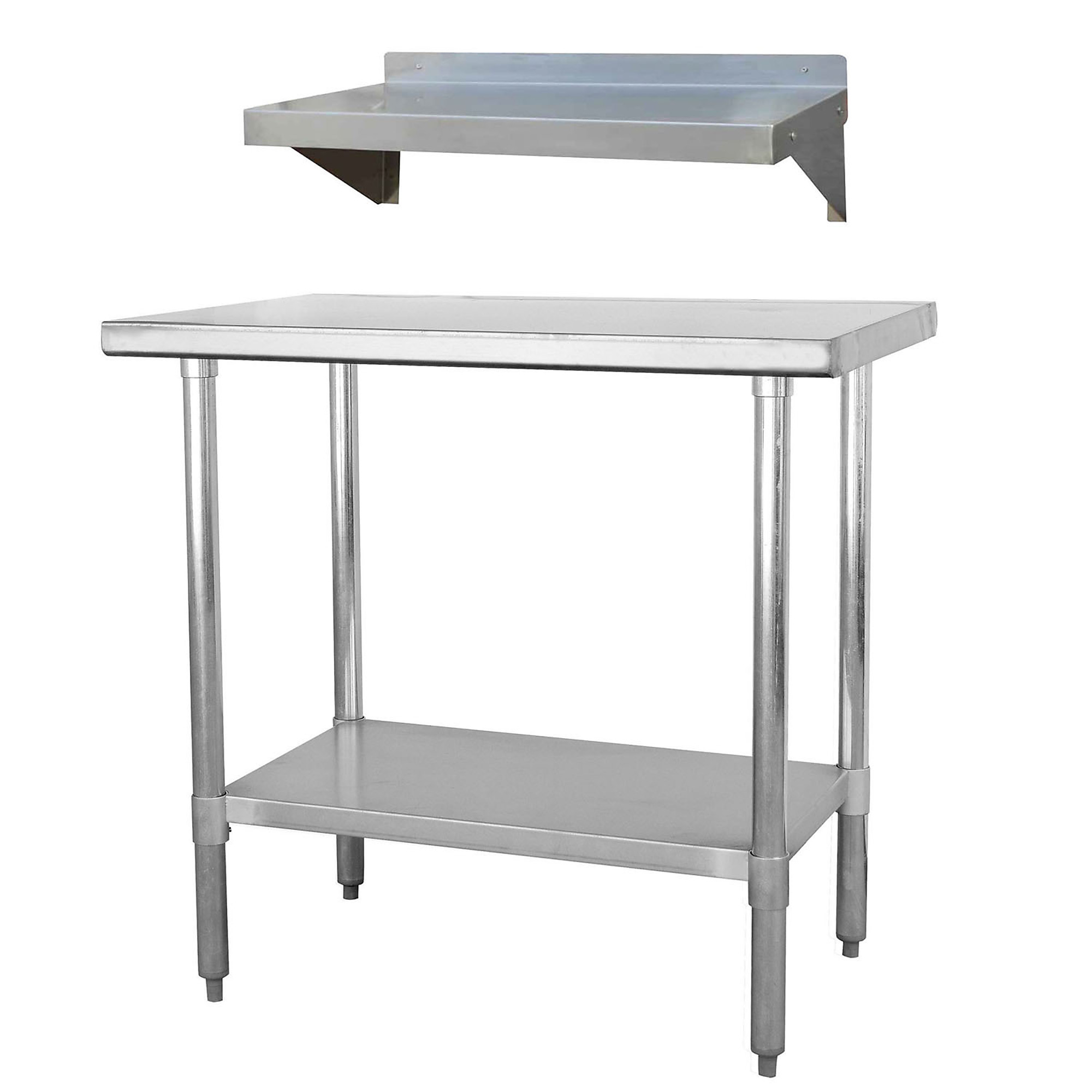 Sportsman Stainless Steel Worktable and Shelf Set — 48in. x 24in. Table, 24in. x 12in. Shelf, 330-Lb. Capacity, Model# SSWSET